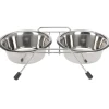 2 Gamelles chien inox avec support Diam 16 cm