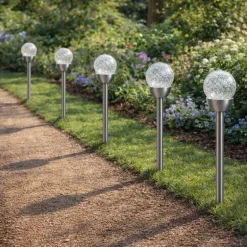 5 Lampes solaire avec boule en verre