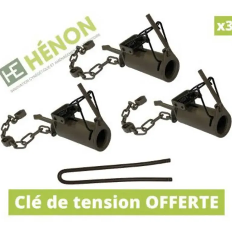 3 Pièges raton laveur couvre-main tube 9cm métal chaîne 30cm