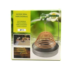 3 Spirales d'encens anti-moustique 8h citronnelle métal argenté