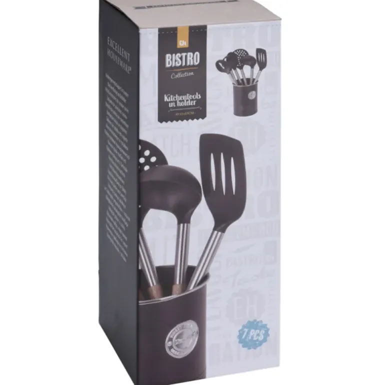 6 ustensiles de cuisine avec support pot