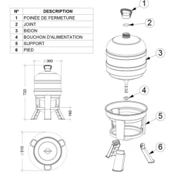 Abreuvoir à siphon sur pieds 30 Litres