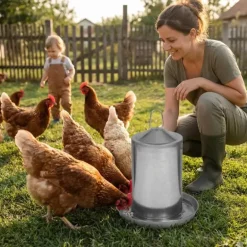 Abreuvoir Poules à Double Paroi en Tôle Galvanisée de 4 L
