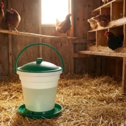 Abreuvoir seau à anse blanc et vert contenance 18 L Olba