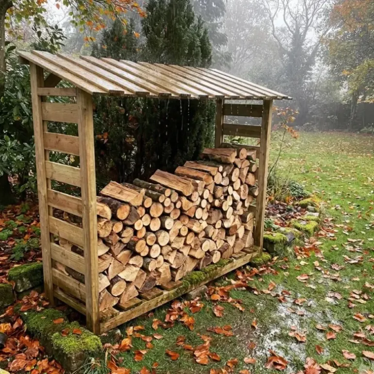 Abri bûches en bois 1,8 stères 170 x 46 x 182 cm