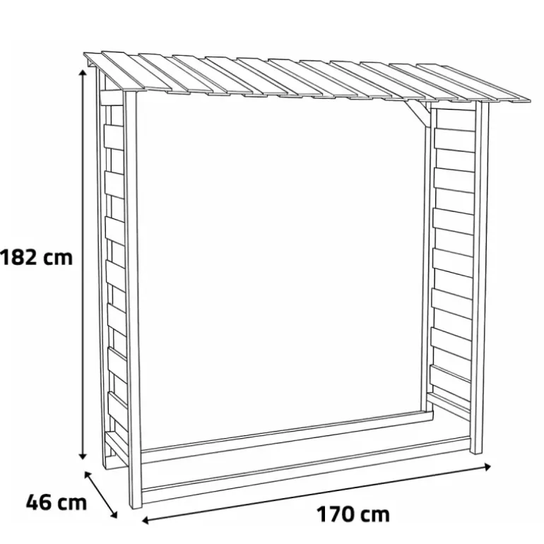 Abri bûches en bois 1,8 stères 170 x 46 x 182 cm