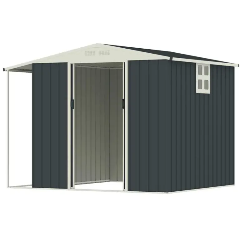 Abri de jardin Argence en acier avec carport - 2 Portes coulissantes 1,28m²