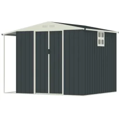 Abri de jardin Argence en acier avec carport - 2 Portes coulissantes 1,28m²