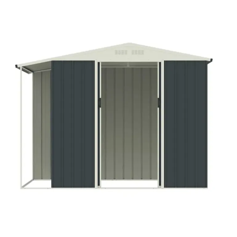 Abri de jardin Argence en acier avec carport - 2 Portes coulissantes 1,28m²
