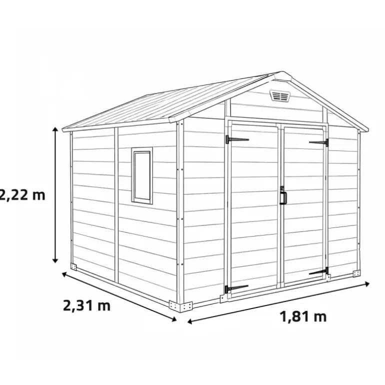 Abri de jardin Lys en plastique hauteur 222 cm - 2 portes 4,18m²