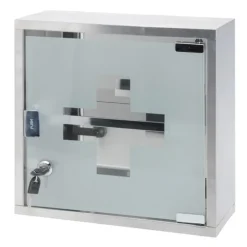 Armoire à pharmacie en acier inoxydable avec porte vitrée - 30x30x12 cm