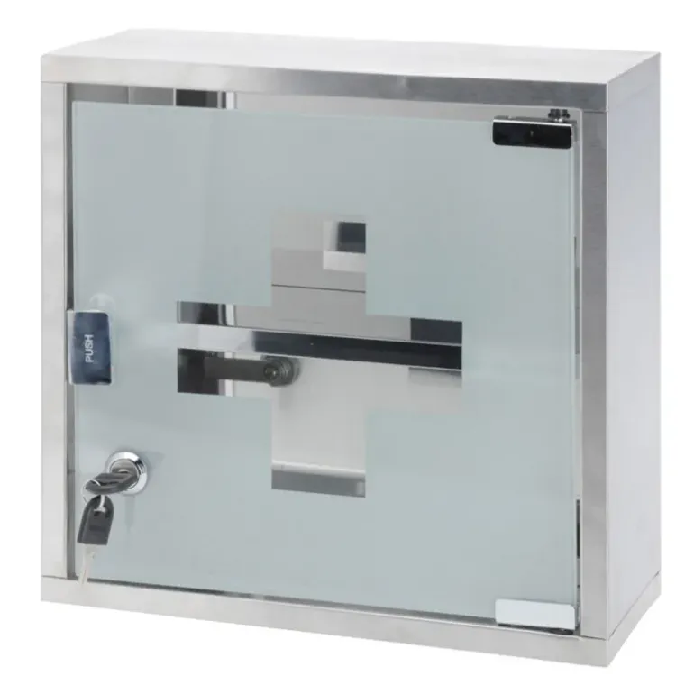 Armoire à pharmacie en acier inoxydable avec porte vitrée - 30x30x12 cm