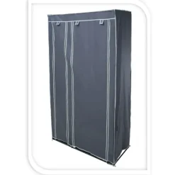 Armoire en tissu 5 étagères grises avec barre de penderie - 100x46x174 cm