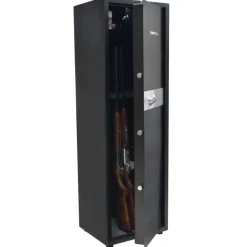 Armoire forte 5 verrous 12 armes 64kg 140x45x40cm + coffre