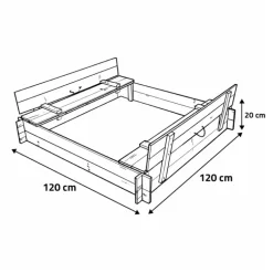 Bac à sable bois autoclave avec couvercle 120 x 120 cm