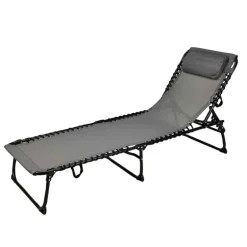 Bain de soleil pliant en acier noir - Confort et résistance