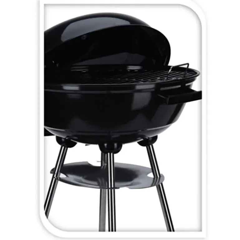 Barbecue mobile Ø46 cm avec roues - Grille chromée et bol émaillé