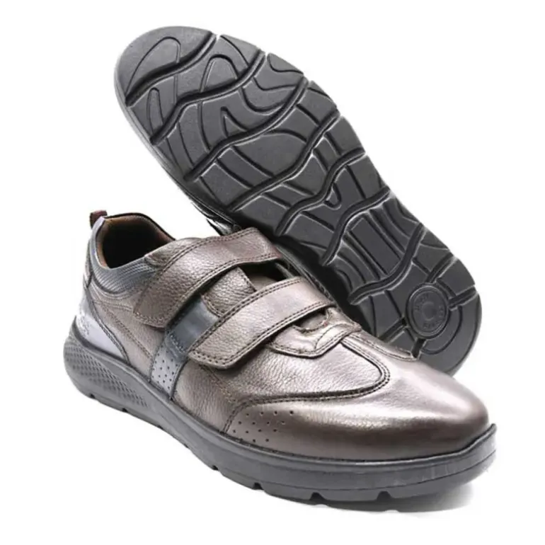 Baskets cuir scratch double velcro Strech semelle PVC