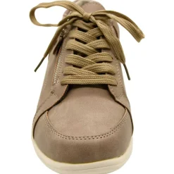 Baskets femme lacet fermeture éclair PU aspect cuir taupe 36 à 41