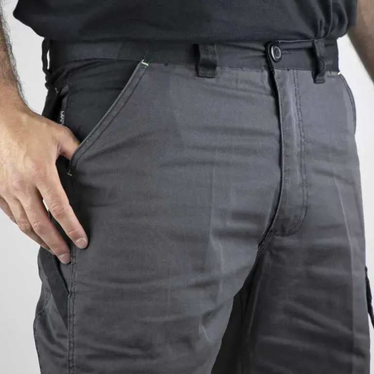 Bermuda de travail 4 poches polyester coton gris noir 38 à 52