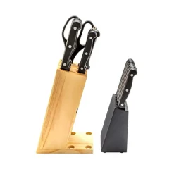 Bloc couteaux steak 15 pièces bois pin acier inox 420 ciseaux
