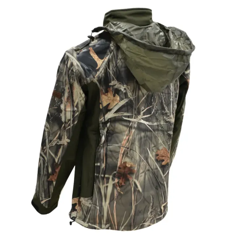 Blouson chasse softshell 4 poches polyester camo kaki S à 3XL