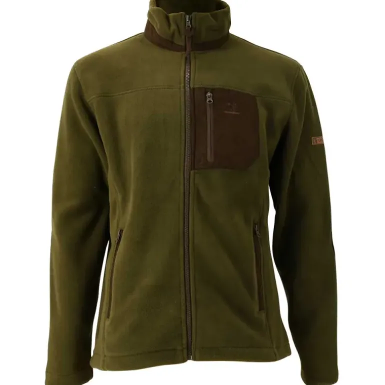 Blouson Polaire Brodé polyester kaki marron taille M à 4XL