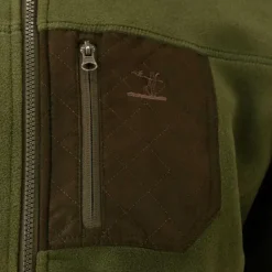 Blouson Polaire Brodé polyester kaki marron taille M à 4XL