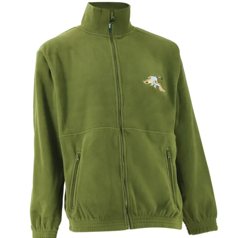 Blouson polaire broderie canard 2 poches polyester kaki M à 3XL