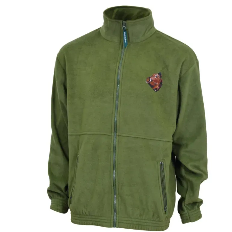 Blouson polaire broderie sanglier 2 poches polyester kaki M à 3XL