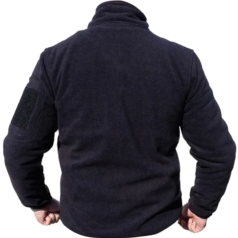 Blouson polaire homme noir - Col montant - 390 g/m²
