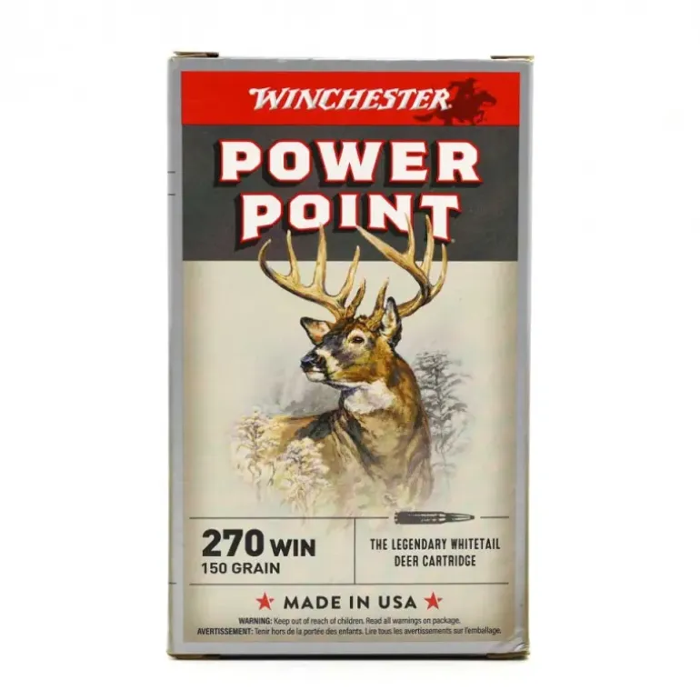 Boite de 20 Balles Power-point Super X pointe molle plomb 270win