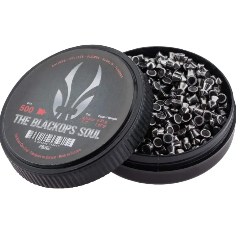 Boite de 500 plombs Black ops soul tête pointue cal 4,5mm