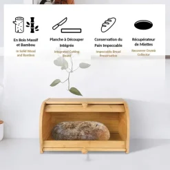 Boîte à pain Keep & Cut en bois imputrescible - Planche à découper intégrée