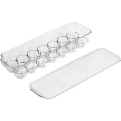Boîte à œufs plastique transparente 14 places avec couvercle