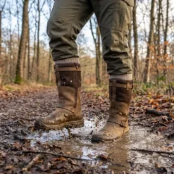 Bottes chasse cuir marron fourrée Iceland Gore-Tex + sac