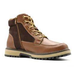 Bottines à lacets marron PU microfibre doublure polaire