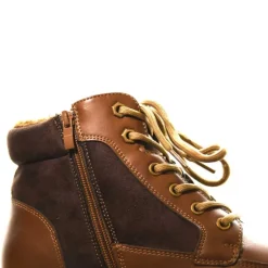 Bottines à lacets marron PU microfibre doublure polaire