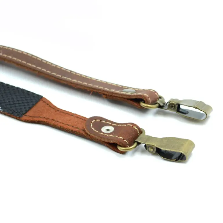 Bretelle avec renfort épaule mousqueton cuir de vachette 90-95cm