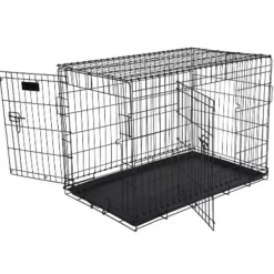 Cage métal grillagée avec plateau noir 122 x 75 x 82 cm