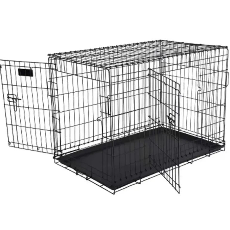 Cage métal grillagée avec plateau noir 122 x 75 x 82 cm