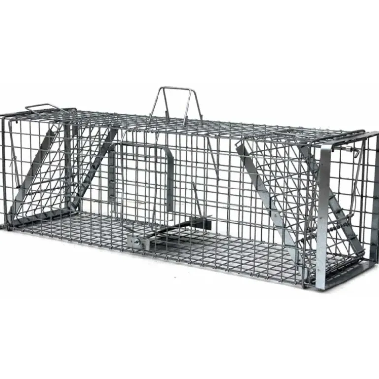 Cage-piège Hardy 3 ressorts trappe 60° 2 entrées 102x26x30cm