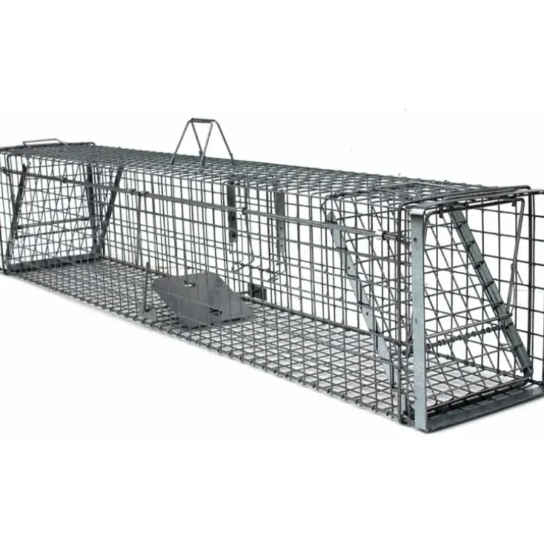 Cage-piège Hardy 3 ressorts trappe 60° 2 entrées 150x34x34cm