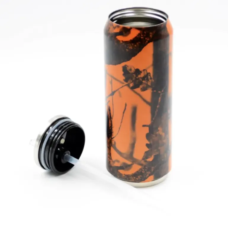Canette Isotherme 500ml camouflage orange Ø 7cm H19 cm