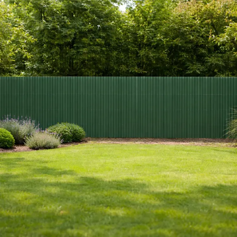 Canisse PVC occultant double face 1,5x5m vert - Kit complet avec fixation
