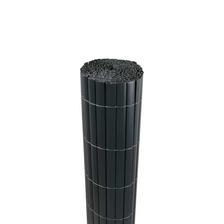 Canisse PVC occultant double face 1x5m gris - Kit complet avec fixation