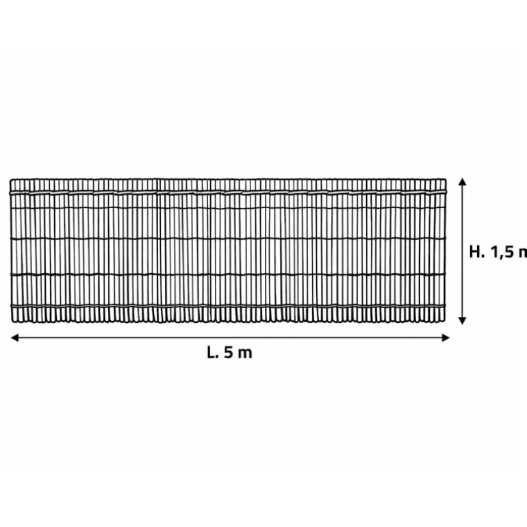 Canisse PVC occultant double face 1,5x5m gris - Kit complet avec fixation
