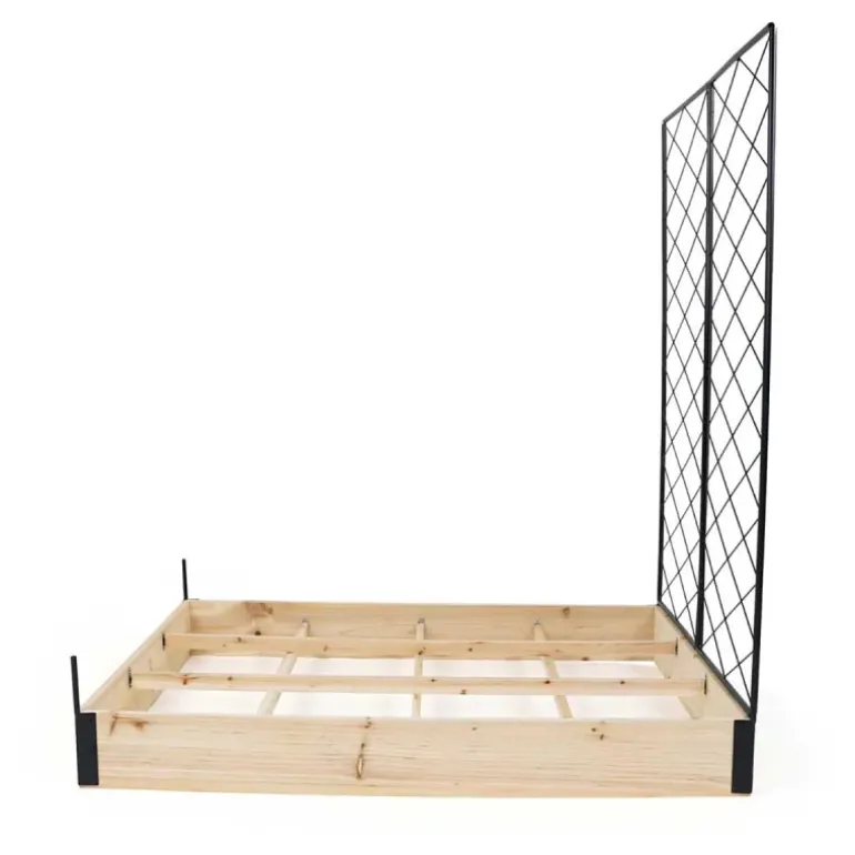 Carré potager en bois de sapin avec treillis - 115x80x128cm
