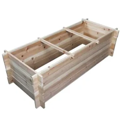 Carré potager rectangulaire en bois de sapin 140x40x60 cm avec géotextile