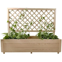Carré potager rectangulaire en bois de sapin avec treillis 104 cm - 98x34x104 cm
